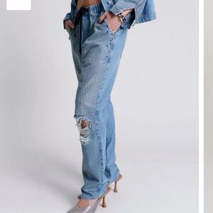 NWT One Teaspoon Shabbies Low Waist Drawstring Boyfriend Denim Jeans